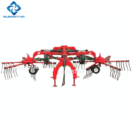 Width 5m Double Disc Traction Rotary Hay Rake