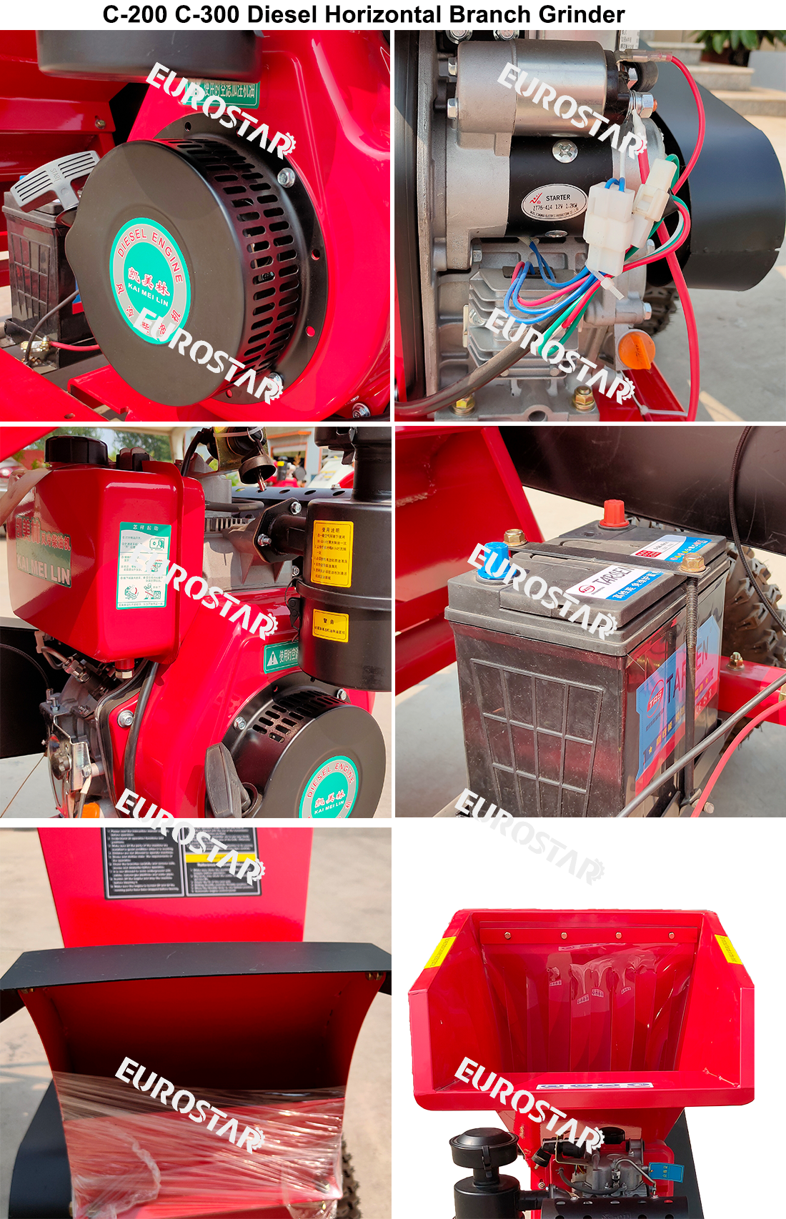 C-200 C-300 Diesel Horizontal Branch Grinder