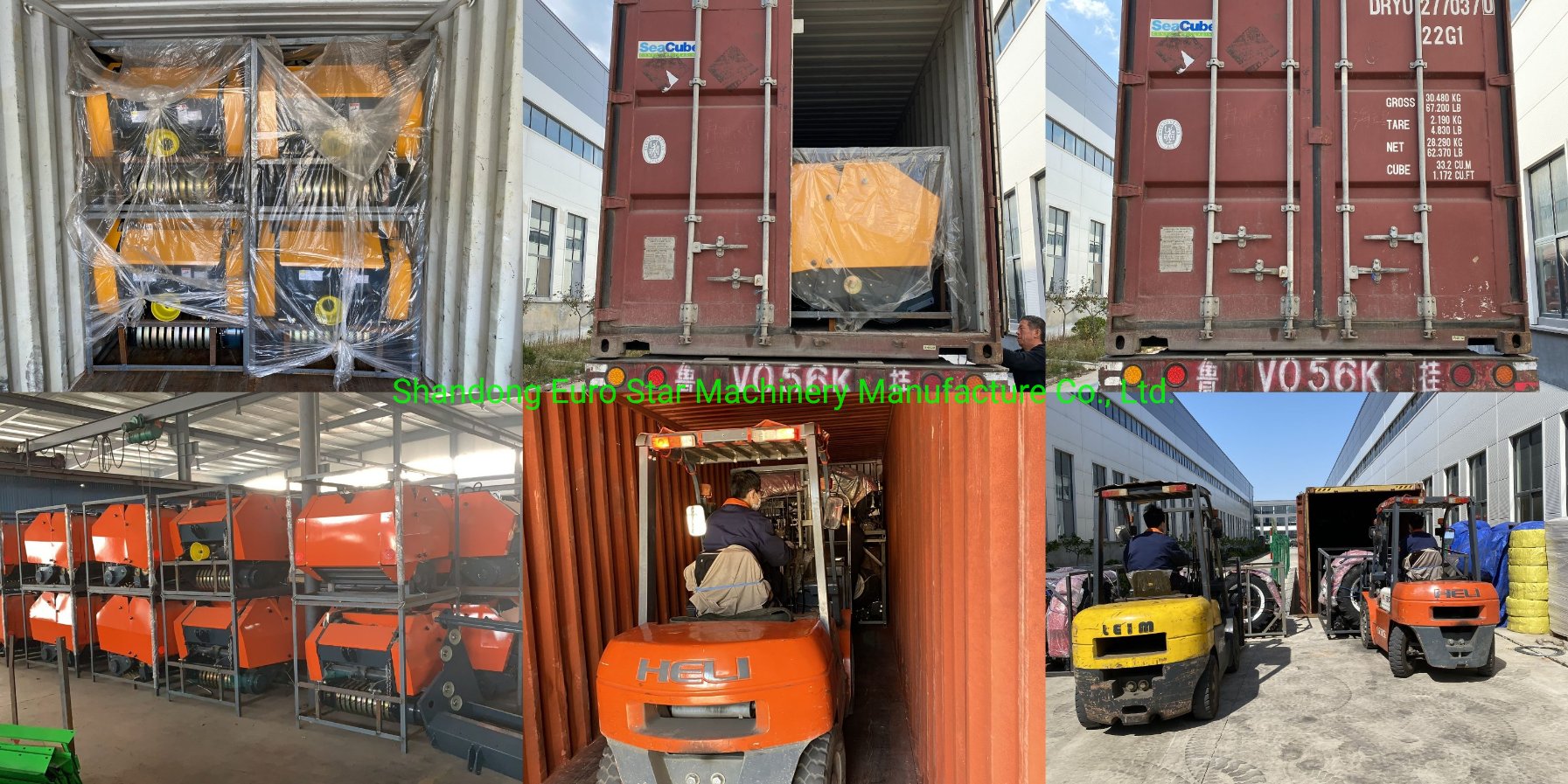 Hay baler container shipping link display